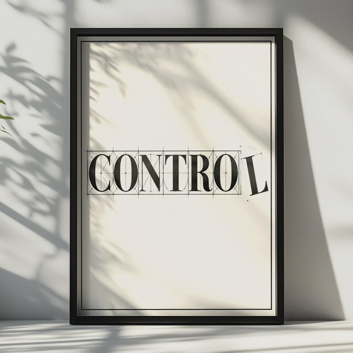 Control Typography Poster, Serif Font, Geometric Lines, Office Wall Art (Printed)