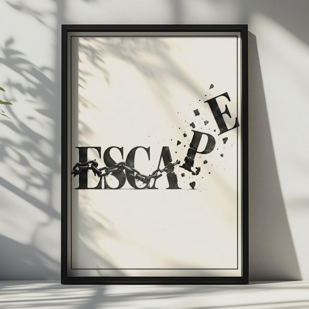 ESCAPE Typography Poster, Breaking Chains Wall Art, Black White Motivational Print (Physical Print)