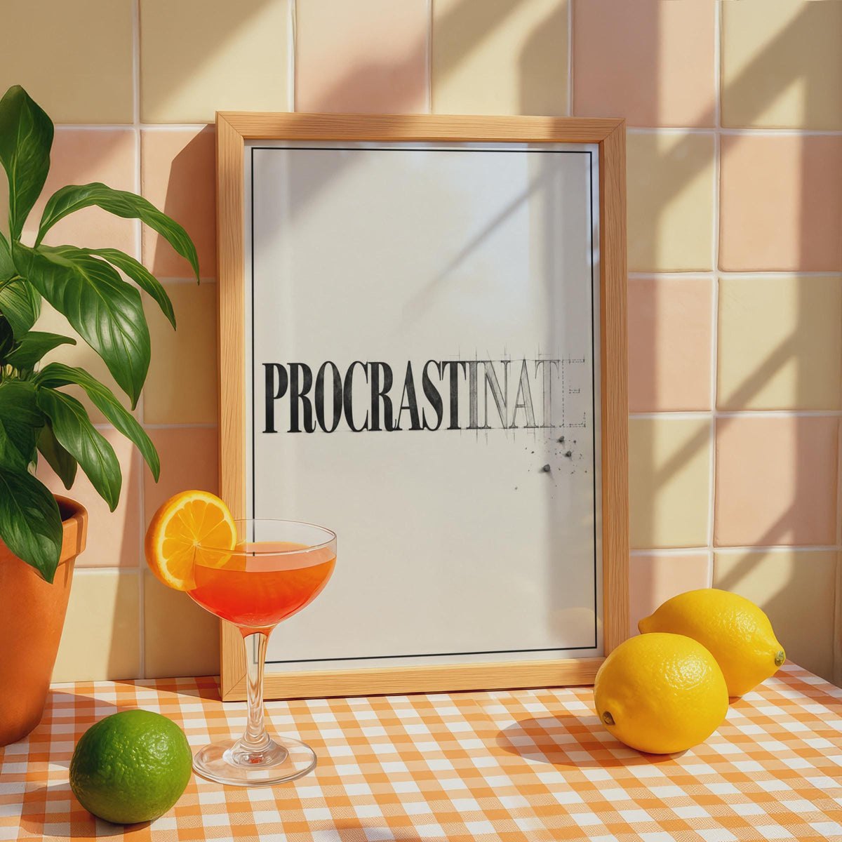 Funny Procrastinate Typography Poster, Minimalist Office Wall Art, Creative Desk Gift