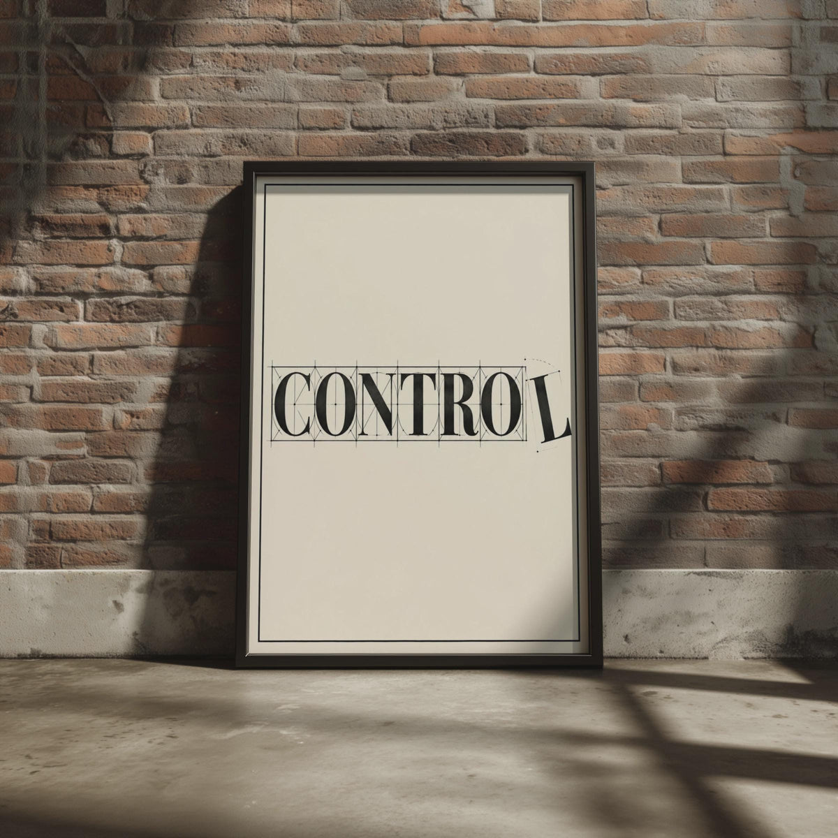 Control Typography Poster, Serif Font, Geometric Lines, Office Wall Art (Printed)