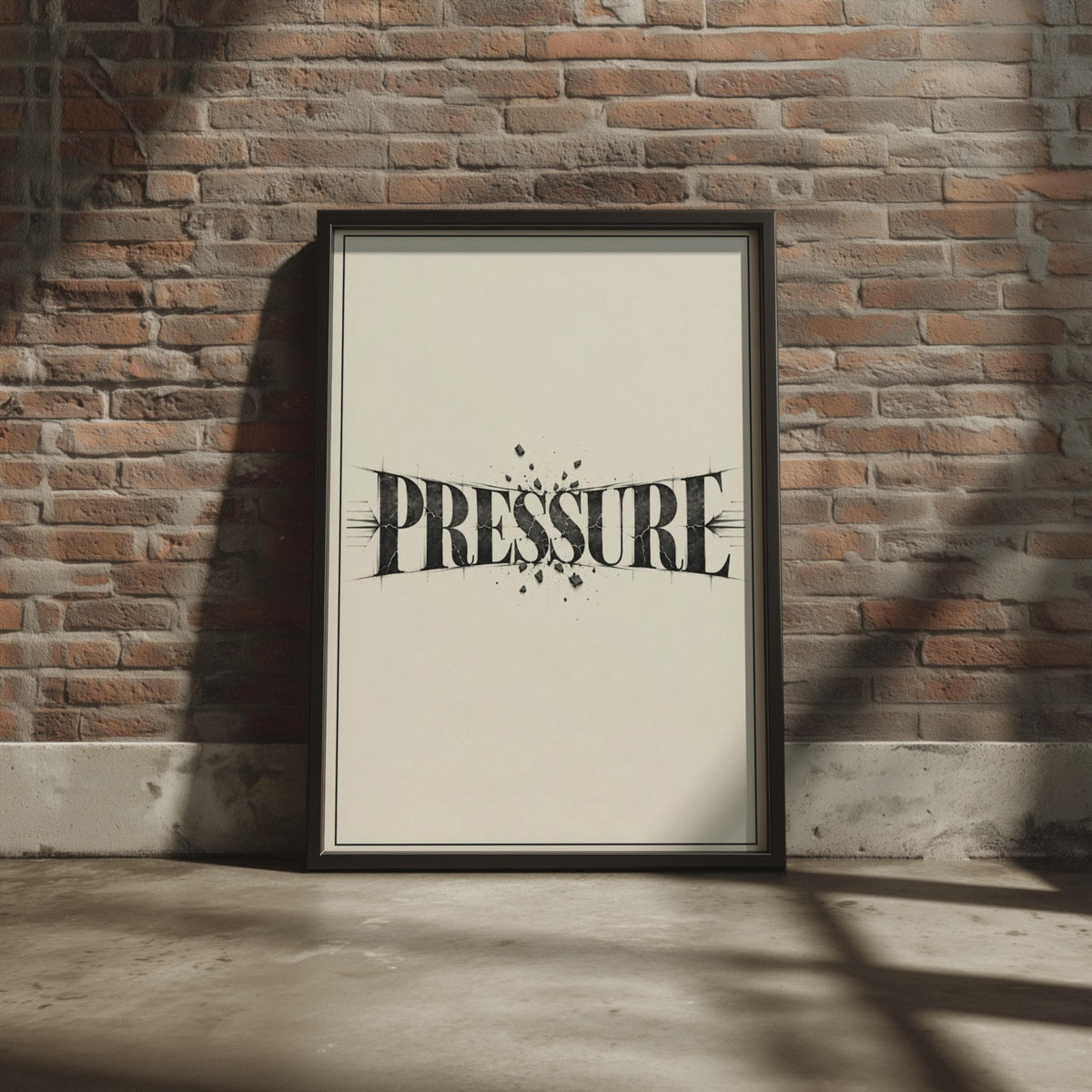 Pressure Typography Poster, Crumbling Text Wall Art, Monochrome Minimalist Home Decor