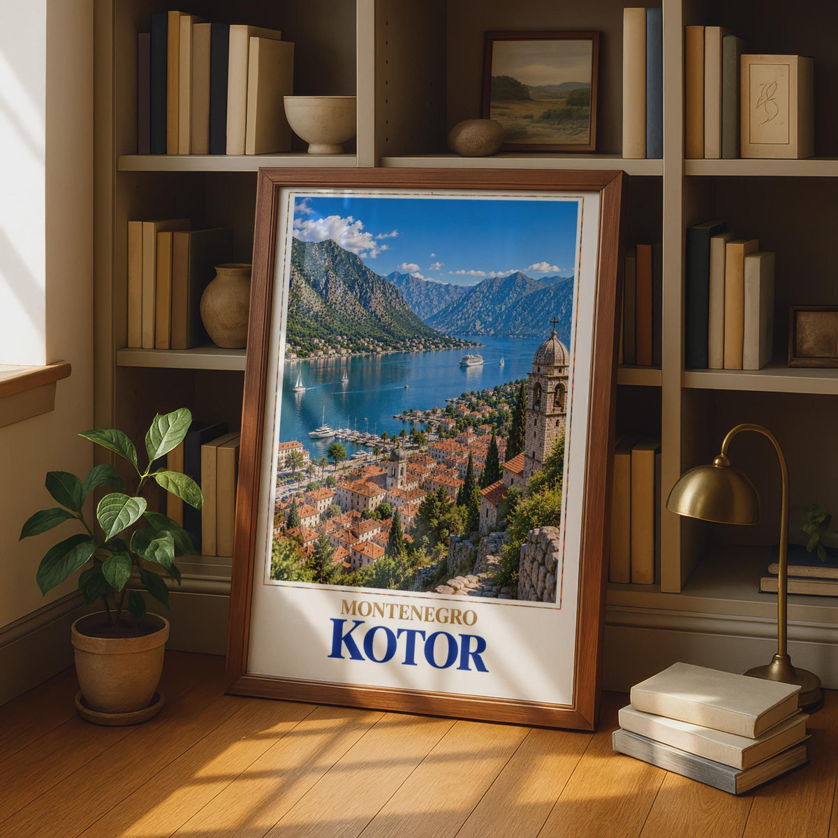 Kotor Montenegro Travel Poster, Bay of Kotor Coastal Art, Balkans Old Town Decor (Print)