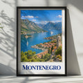 Montenegro Bay of Kotor Travel Poster, Adriatic Coast, Balkans Europe Home Decor