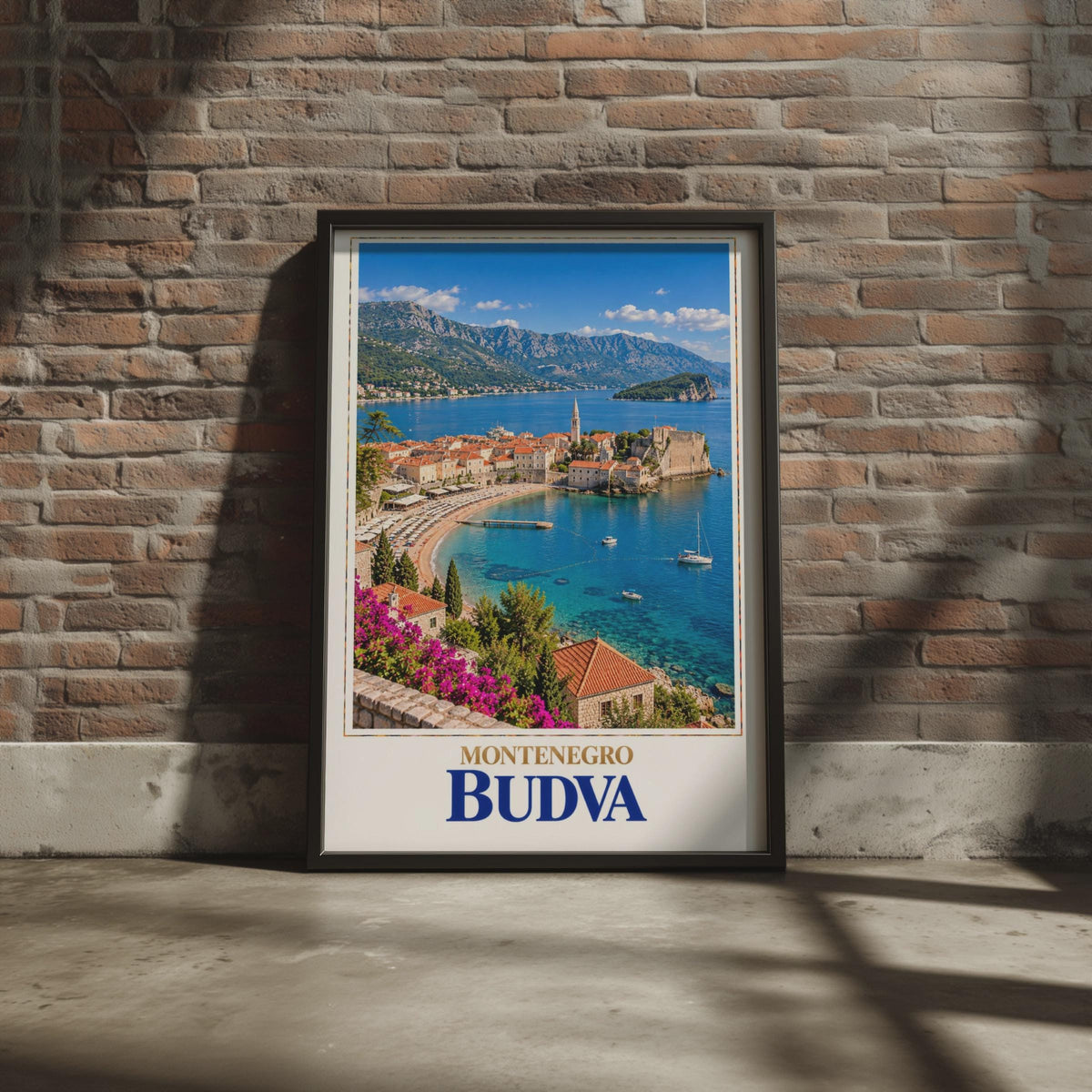 Budva Montenegro Travel Poster, Adriatic Old Town, Turquoise Sea, Balkan Coastal City Print, Europe Travel Decor