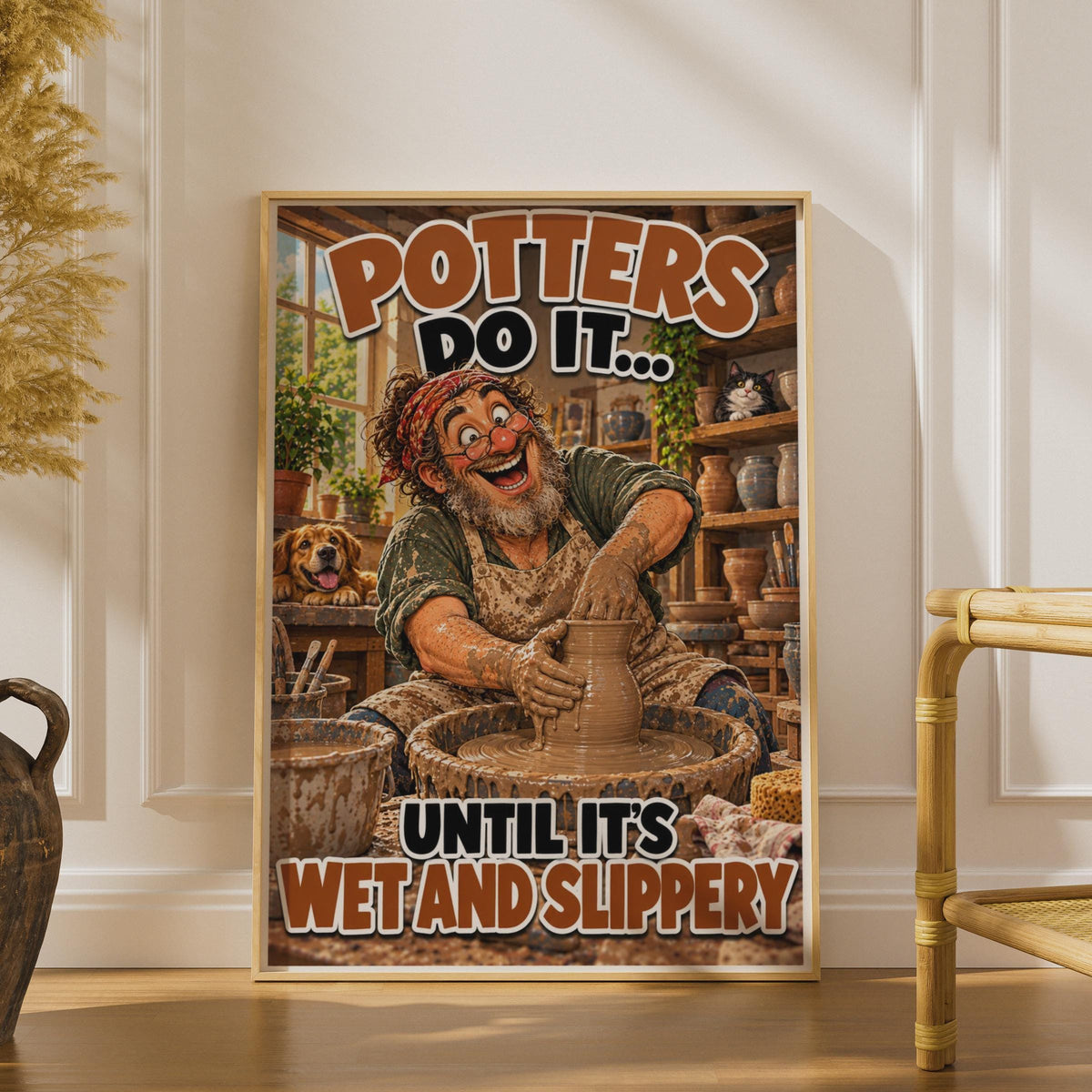 Funny Potter Wall Art, Cheeky Ceramics Hobby Print, Witty Clay Art Decor