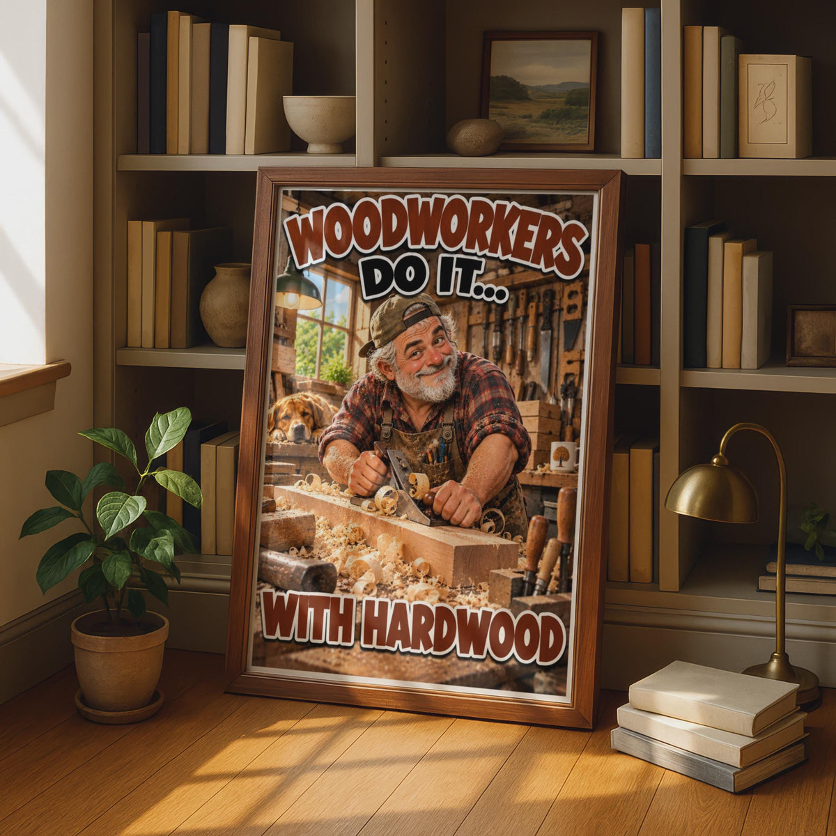 Humorous Woodworking Poster, Cheeky Carpenter Gift, Workshop Wall Art Print