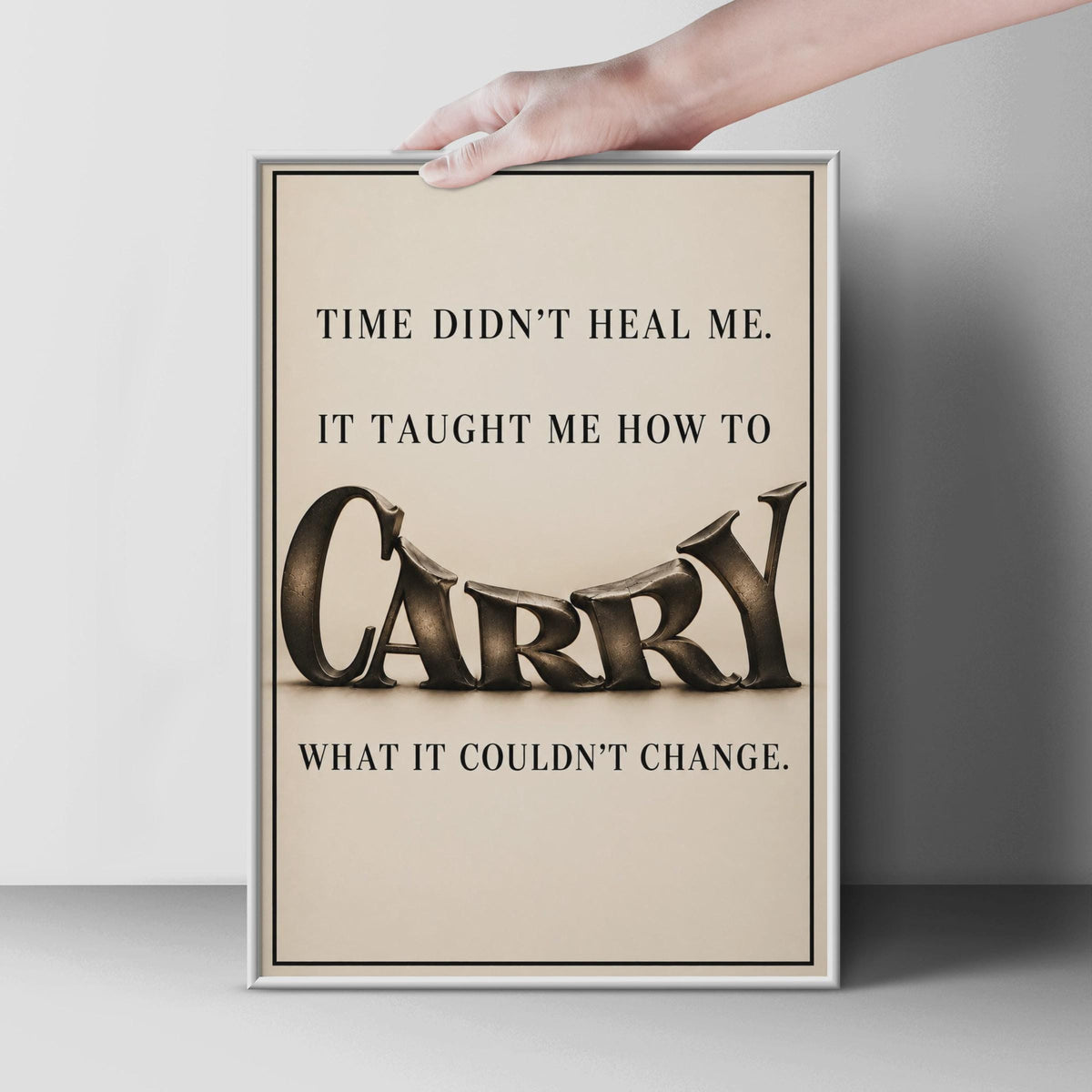 Emotional Resilience Poster, Mental Health Typography, Cream Background, Metal Lettering (Printed Poster)