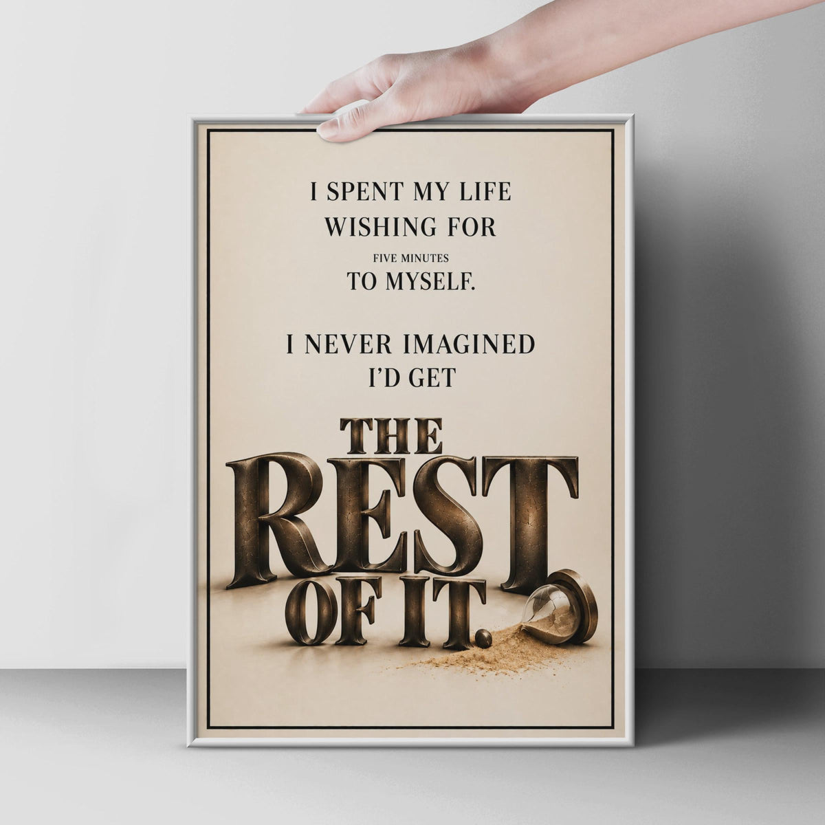 Funny Retirement Poster, Witty Quote Wall Art, Beige Typography (Physical Print)