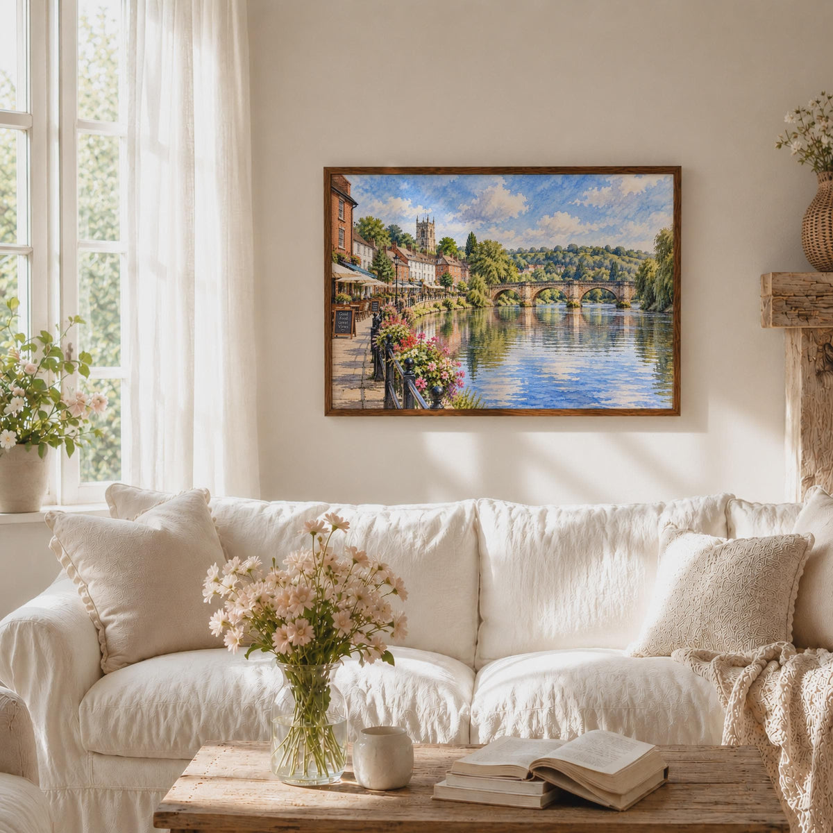 Bewdley Bridge Watercolour Poster, River Severn, Worcestershire England (Wall Art)