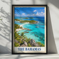 The Bahamas Travel Poster, Caribbean Island Wall Art, Tropical Beach Print, Turquoise Sea, Palm Tree Coastal Decor, Sailing H