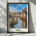 Benin Lake Nokoue Village Print, Ganvie Stilt Houses, West Africa Travel Poster