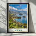 Burundi Lake Tanganyika Travel Poster, Tropical Landscape Print, East African Scenic Wall Art