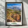 Ethiopia Travel Poster, Lalibela Rock-Hewn Church, African Landscape Print (Physical)