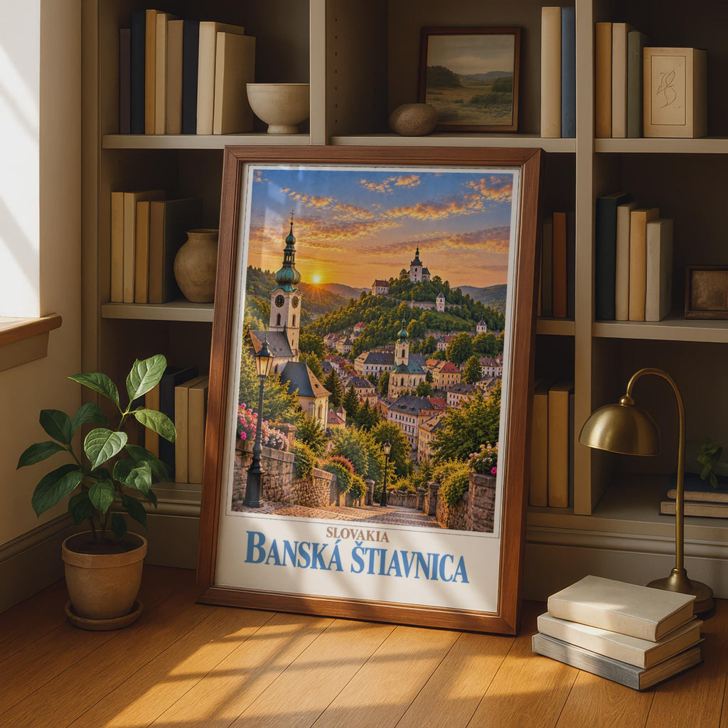 Banska Stiavnica Slovakia Travel Poster, UNESCO Town Wall Art, Central Europe City Print