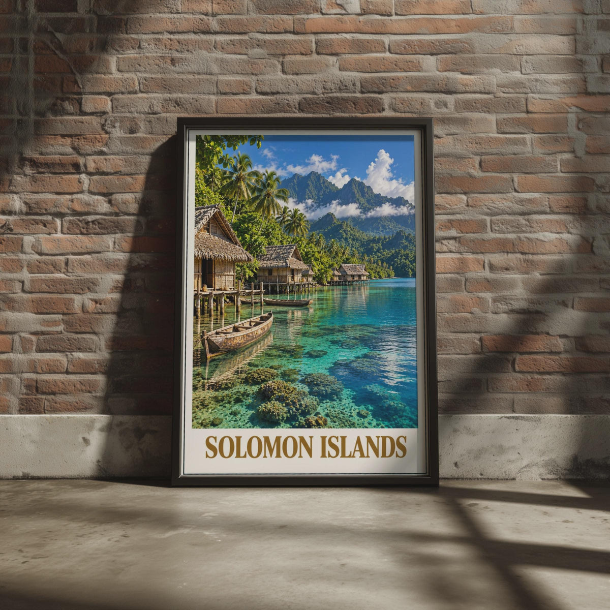 Solomon Islands Travel Poster, Tropical Island Wall Art, Teal Ocean Decor (Printed Poster)