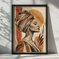 African Woman Head Wrap Poster, Boho Terracotta Wall Art, Black Woman Portrait Print (Physical)