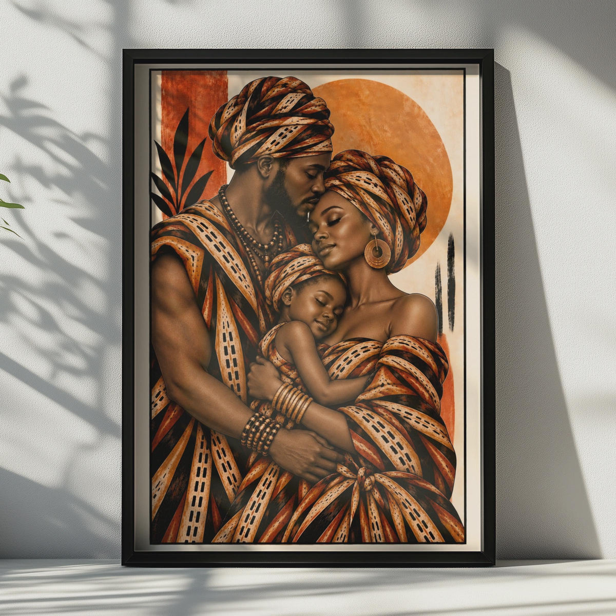 African Family Portrait Poster, Afrocentric Wall Art, Earthy Tones Cultural Print (Physical Print)