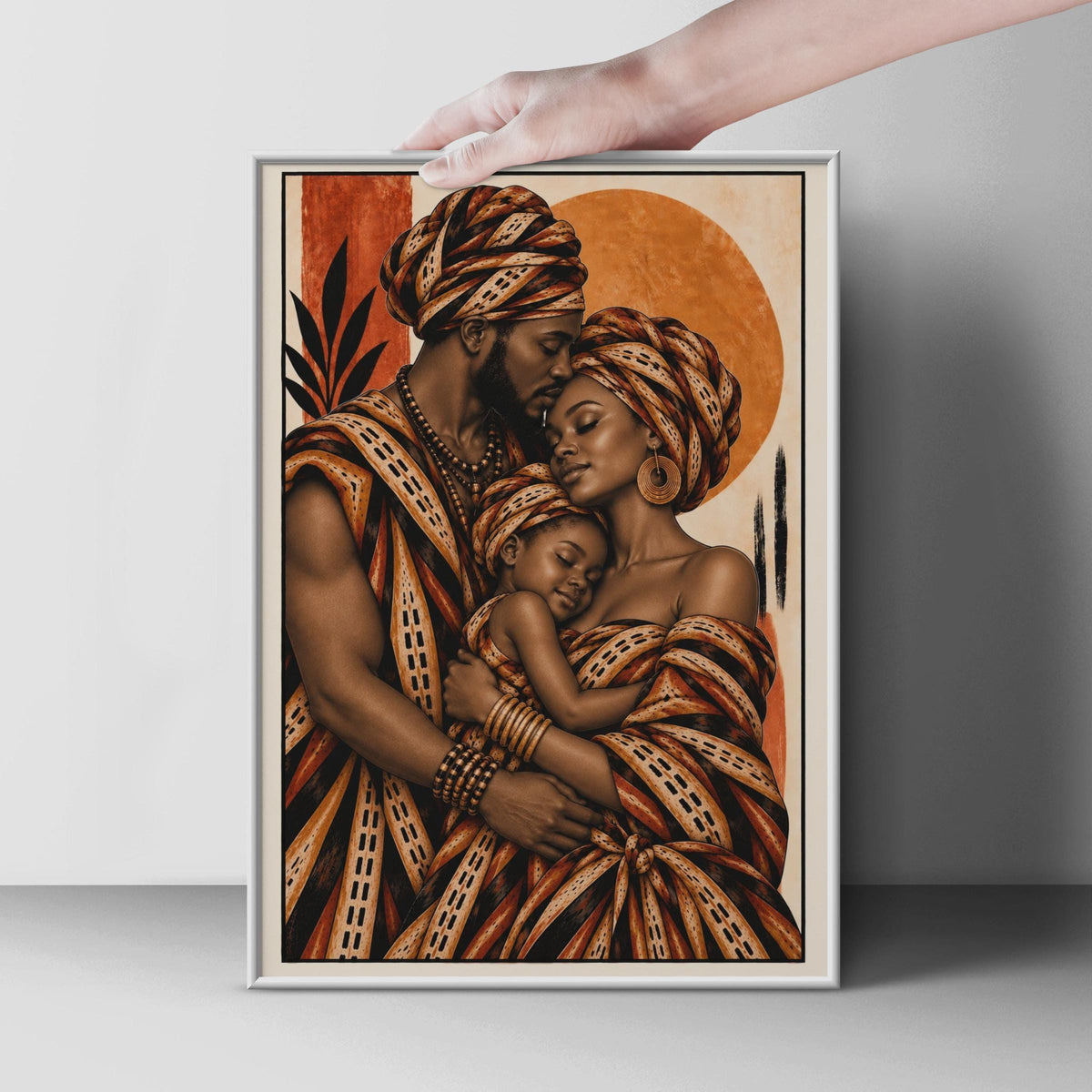 African Family Portrait Poster, Afrocentric Wall Art, Earthy Tones Cultural Print (Physical Print)