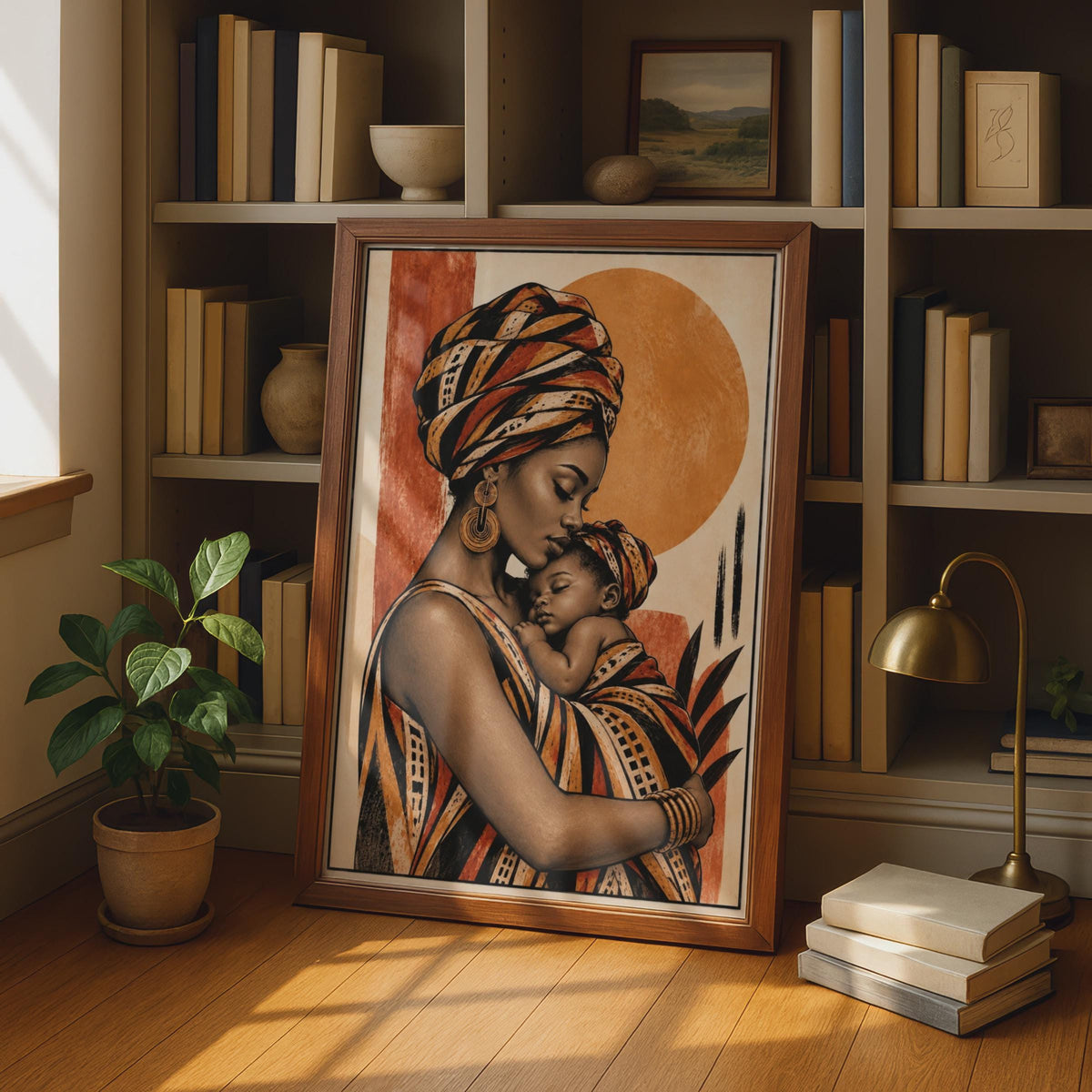 African Mother and Baby Poster, Terracotta Nursery Art, Afrocentric Home Decor (Printed Poster)