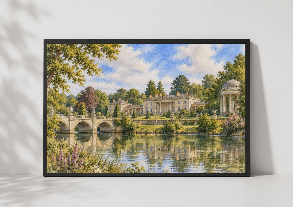 Shugborough Estate, Staffordshire Stately Home Watercolour Poster, Georgian Landscape, Living Room Decor Gift