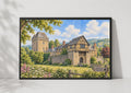 Stokesay Castle Watercolour Poster, Shropshire Medieval Castle, Tudor Gatehouse, Countryside Home Decor