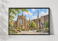 Coventry Cathedral Watercolour Poster, Gothic Ruins, Modernist Architecture (Print)