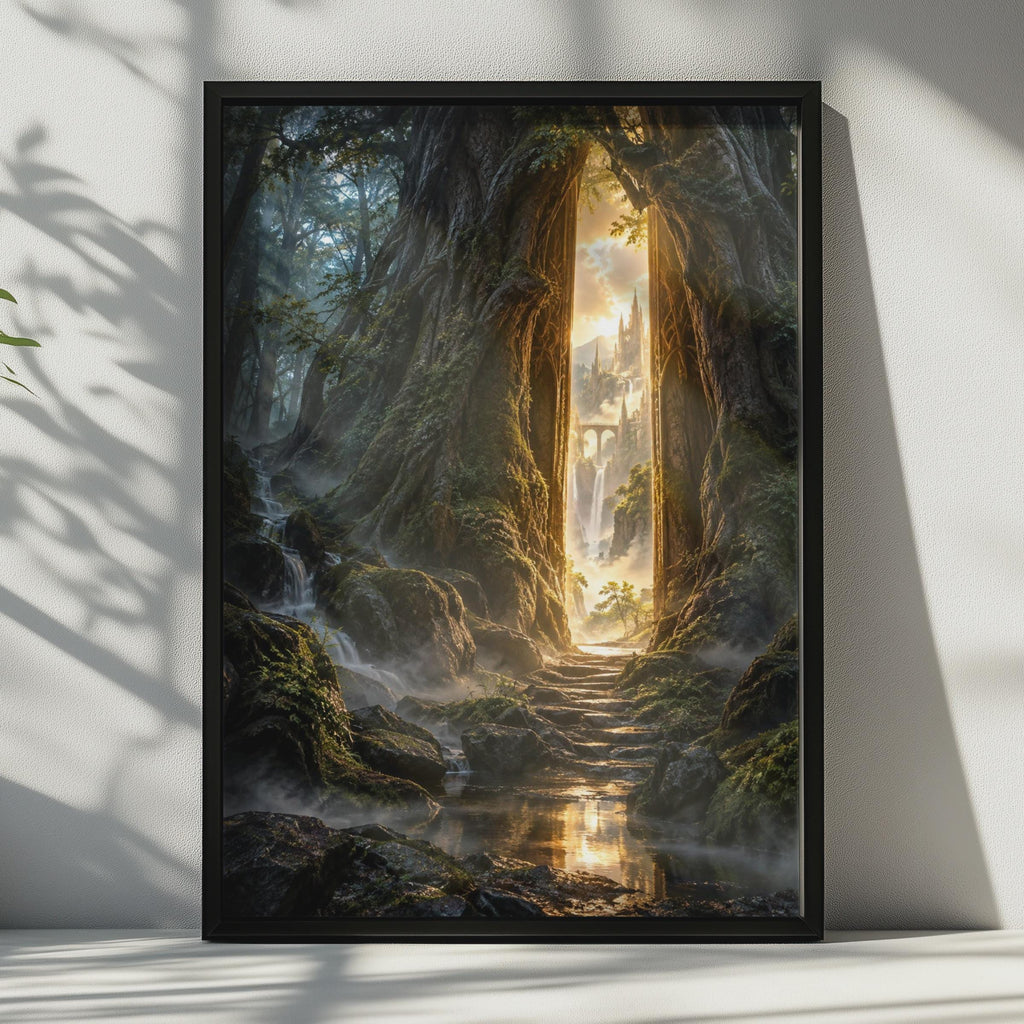 Enchanted Forest Portal Poster, Fantasy Castle Gateway Wall Art, Mystical Woodland Print (Physical Print)