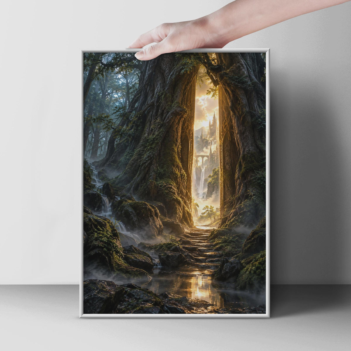 Enchanted Forest Portal Poster, Fantasy Castle Gateway Wall Art, Mystical Woodland Print (Physical Print)