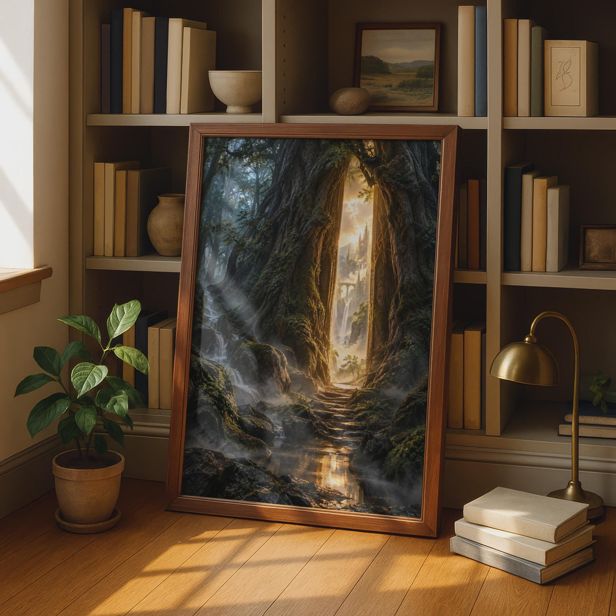 Enchanted Forest Portal Poster, Fantasy Castle Gateway Wall Art, Mystical Woodland Print (Physical Print)