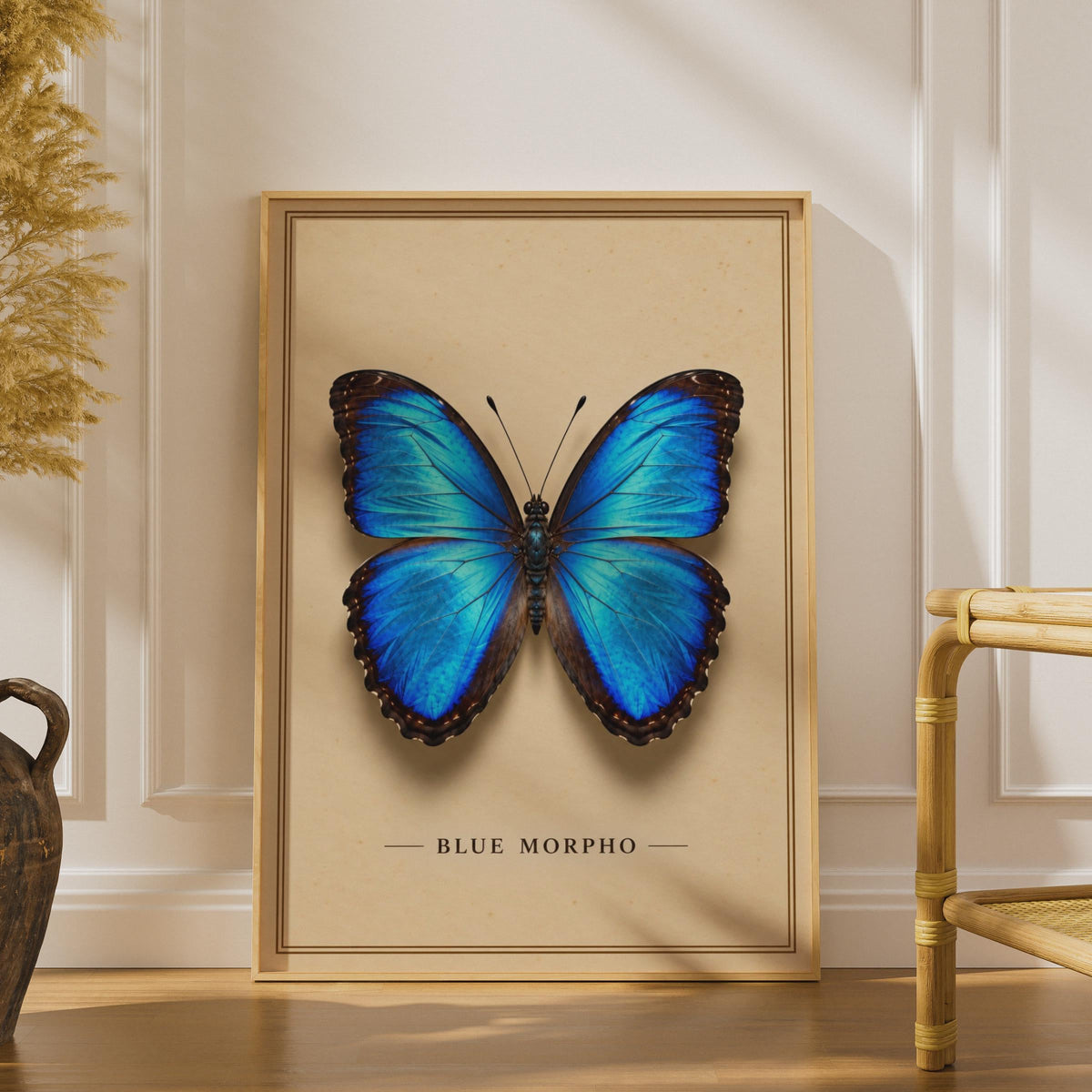 Blue Morpho Butterfly Poster, Vintage Entomology Art, Victorian Specimen Print (Physical Print)