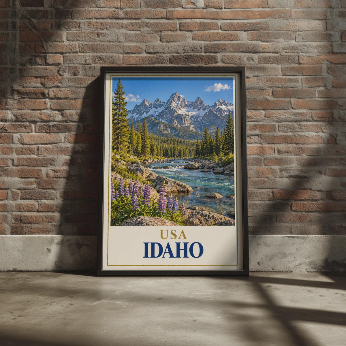 Idaho Travel Poster, Rocky Mountain Lupine Wildflower Print, Pacific Northwest Nature Wall Art