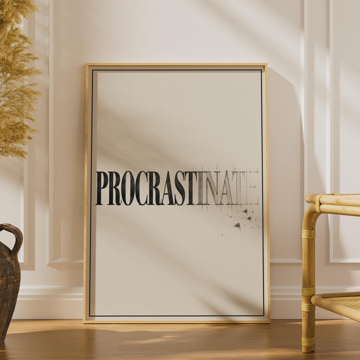 Funny Procrastinate Typography Poster, Minimalist Office Wall Art, Creative Desk Gift