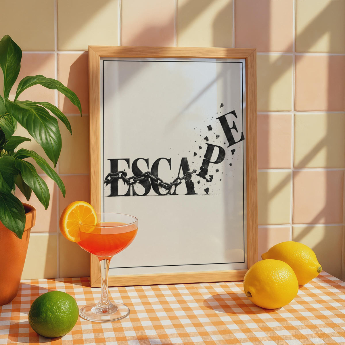 ESCAPE Typography Poster, Breaking Chains Wall Art, Black White Motivational Print (Physical Print)