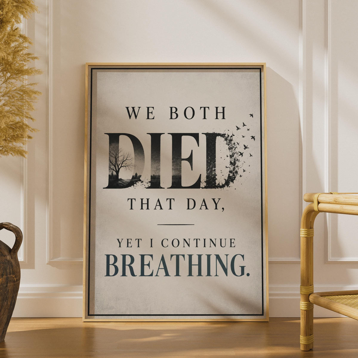 Emotional Grief Loss Poster, Dark Typography Print, Winter Tree Landscape Art