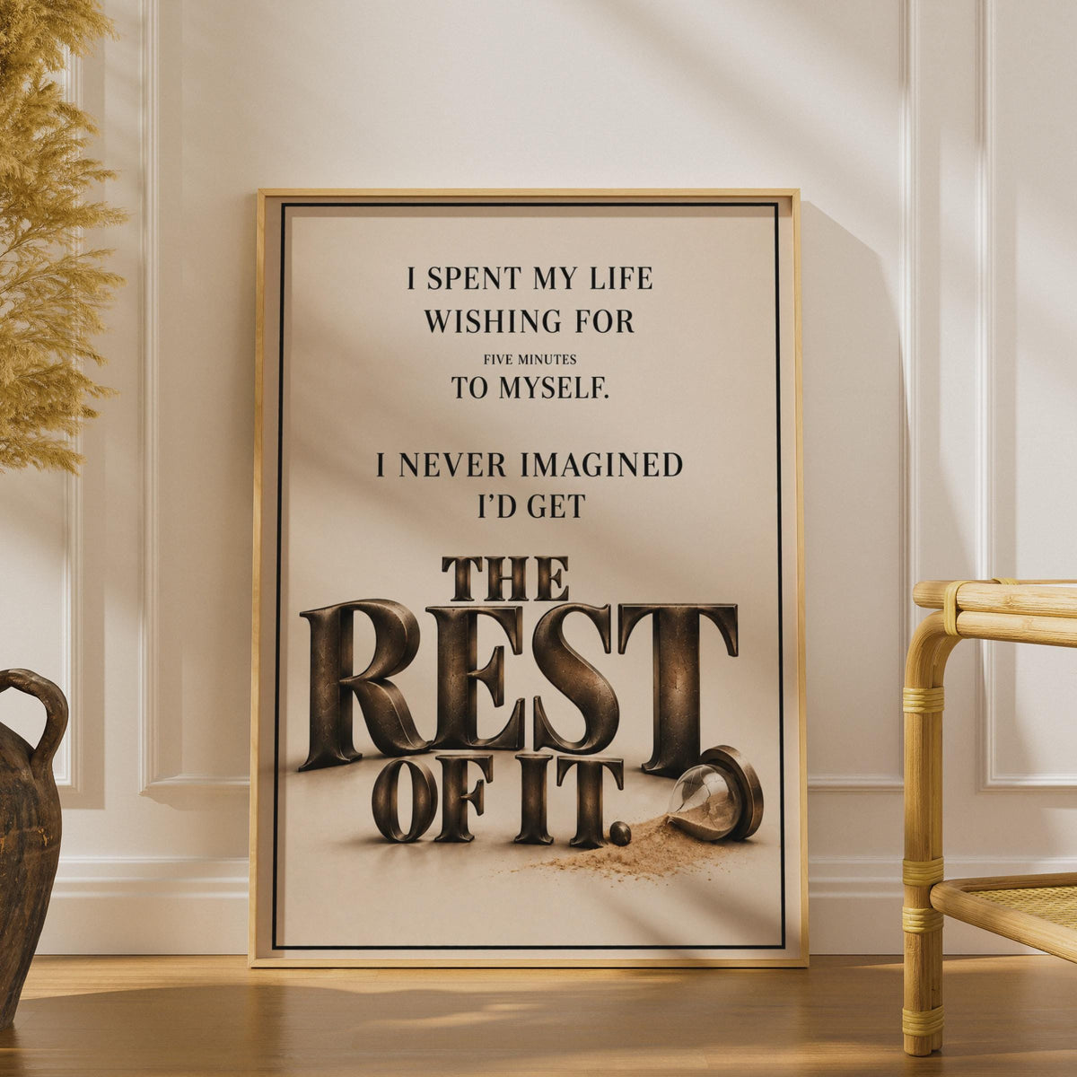 Funny Retirement Poster, Witty Quote Wall Art, Beige Typography (Physical Print)