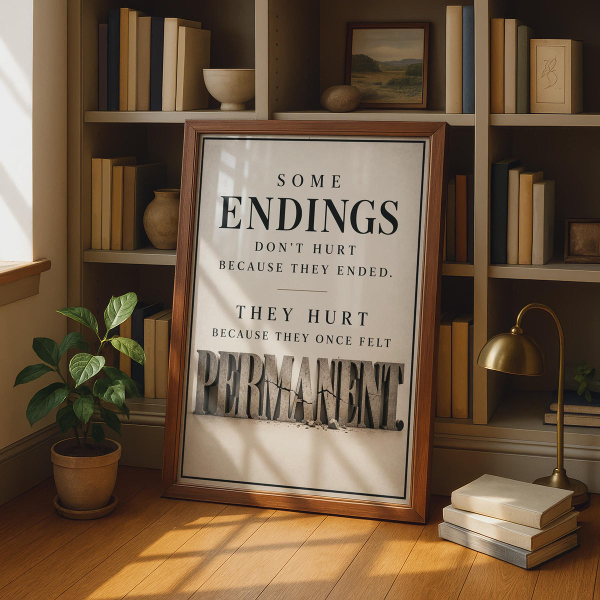 Emotional Typography Poster, Healing Breakup Quote, Beige Minimalist Wall Art
