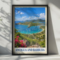 Antigua Barbuda Travel Poster, English Harbour Sailboats, Tropical Beach Art