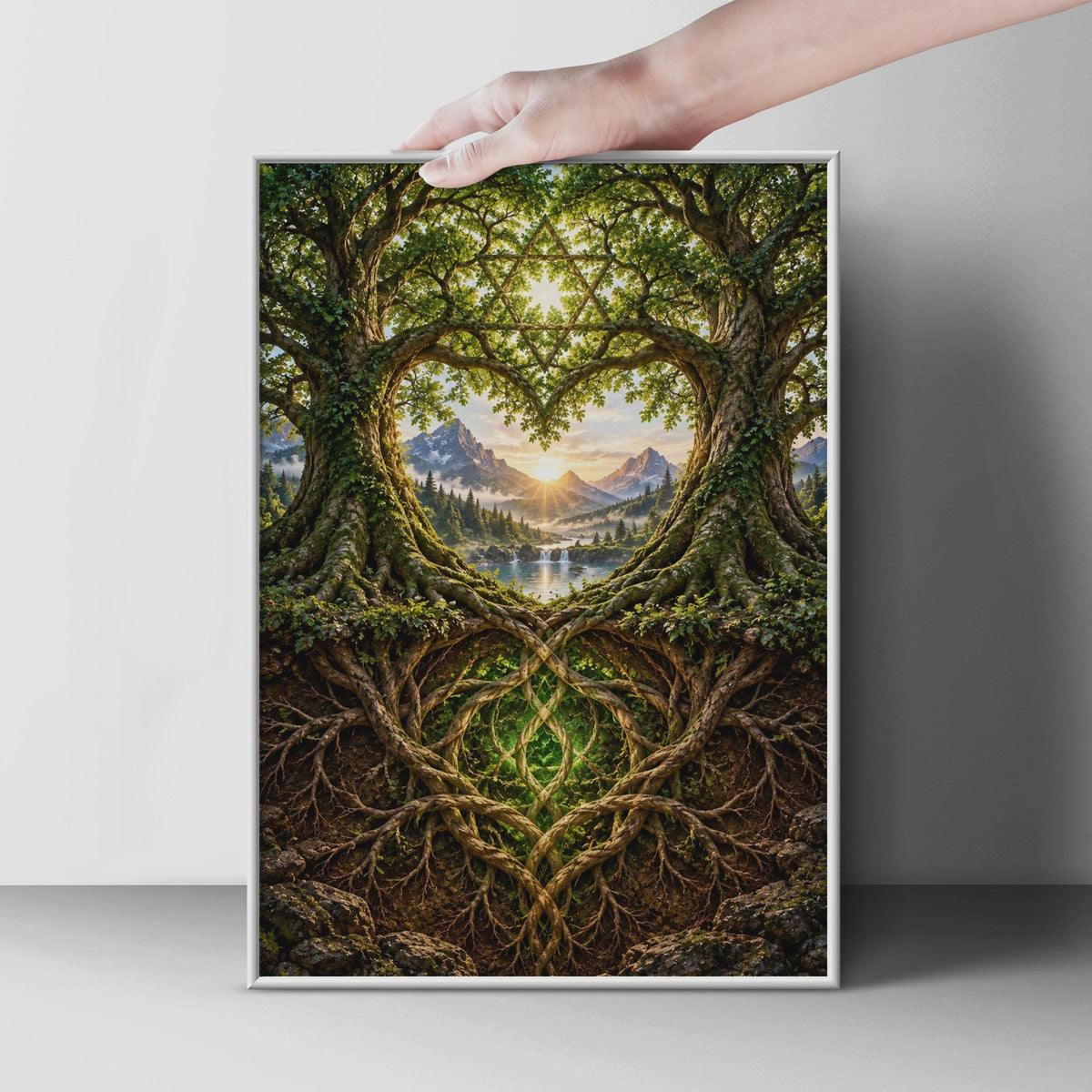 Anahata Heart Chakra Tree of Life Poster, Sacred Geometry Nature Art (Printed Poster)