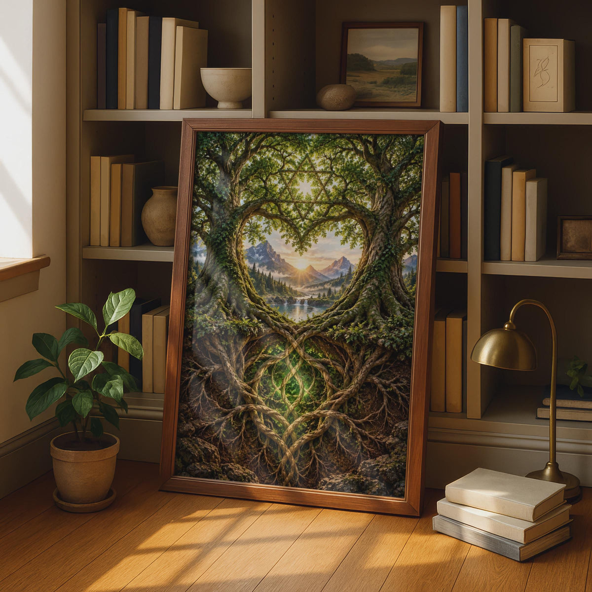 Anahata Heart Chakra Tree of Life Poster, Sacred Geometry Nature Art (Printed Poster)