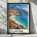 Cabo Verde Travel Poster, Cape Verde Africa Wall Art, Tropical Beach Print, Coastal Harbour Scene, Turquoise Ocean Print