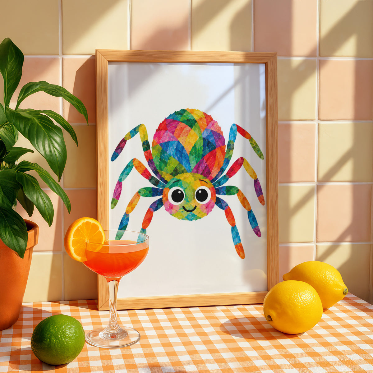 Colourful Spider Poster, Rainbow Cute Spider Children's Wall Art, Kids Bedroom Print, Playroom Decor, Fun Animal Poster for Child's Room