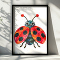 Colourful Ladybird Poster, Children's Wall Art Print, Cute Bug Nursery Decor, Kids Bedroom Poster, Bright Collage Style Insect Art for Child