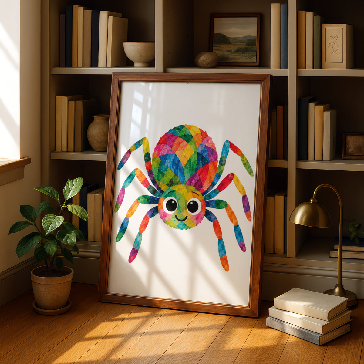 Colourful Spider Poster, Rainbow Cute Spider Children's Wall Art, Kids Bedroom Print, Playroom Decor, Fun Animal Poster for Child's Room