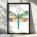 Colourful Dragonfly Poster, Rainbow Insect Wall Art, Cute Children's Room Print, Kids Nursery Decor, Bright Playroom Poster