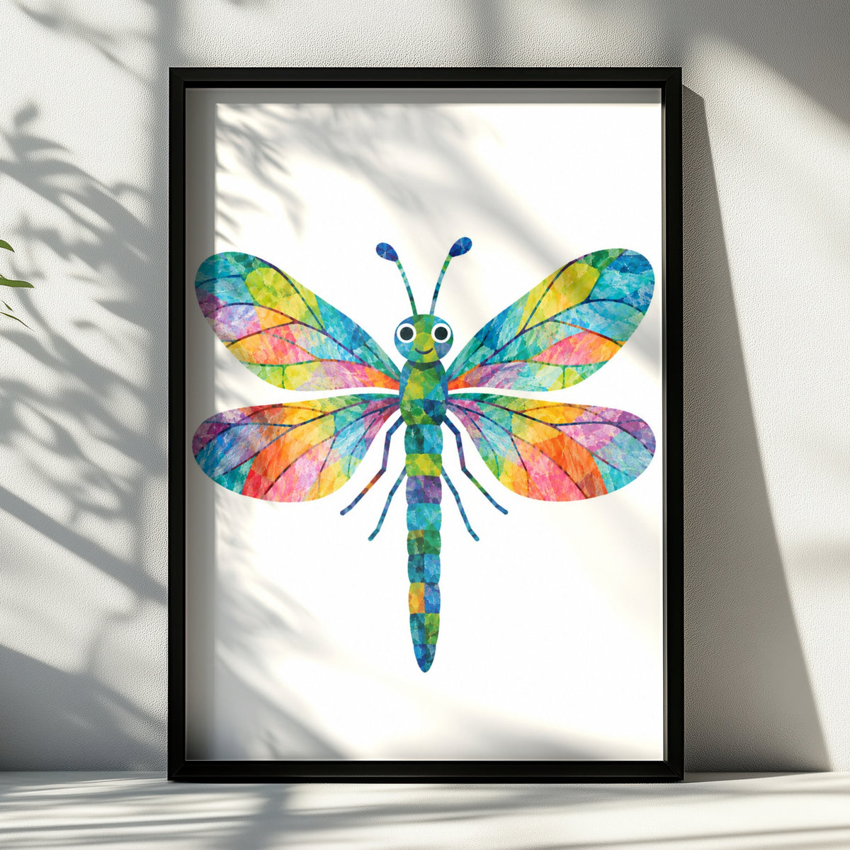 Colourful Dragonfly Poster, Rainbow Insect Wall Art, Cute Children's Room Print, Kids Nursery Decor, Bright Playroom Poster