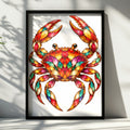 Colourful Crab Poster, Stained Glass Style Wall Art, Vibrant Ocean Print, Coastal Home Decor, Nautical Gift, Sea Life Art Print