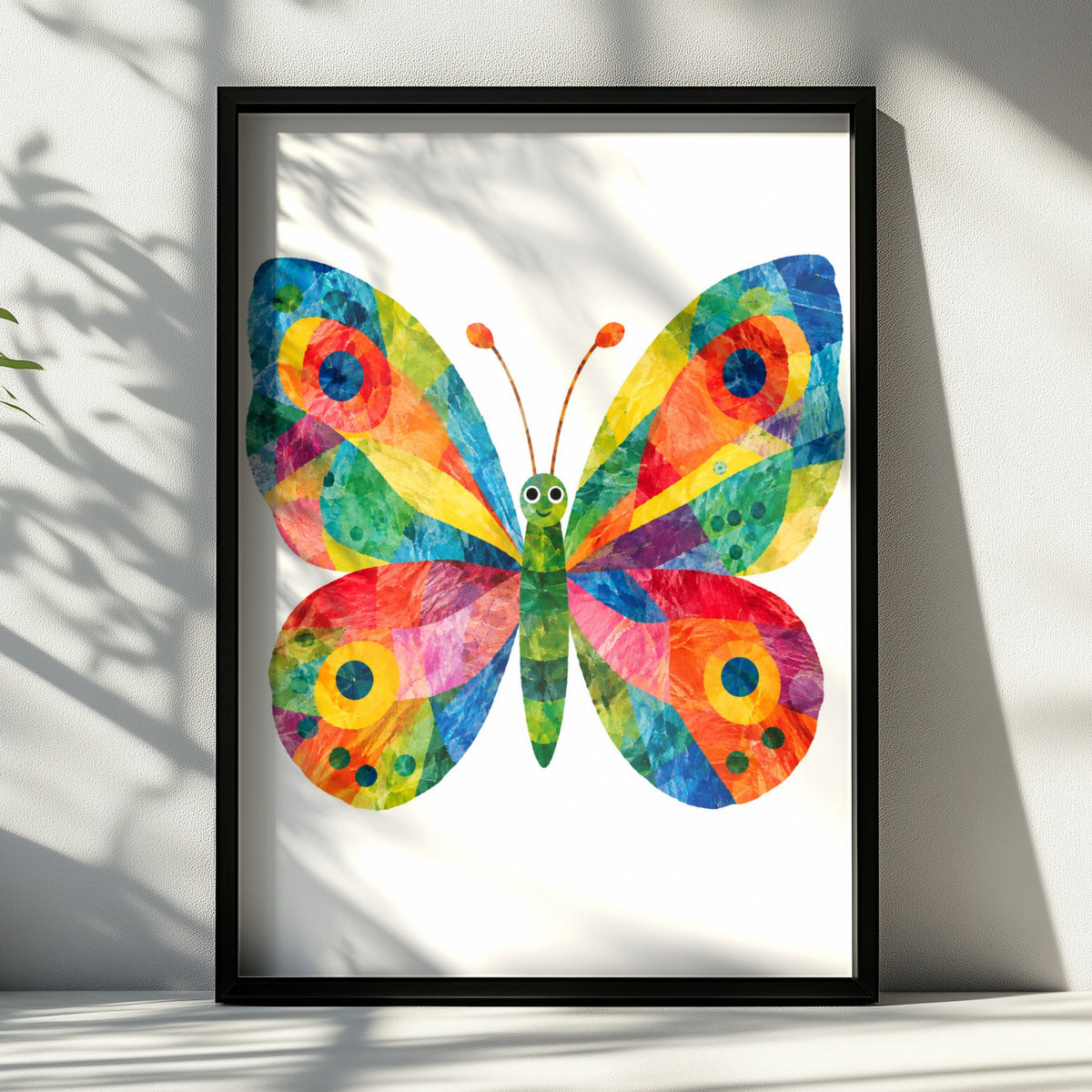 Colourful Butterfly Poster for Kids, Rainbow Butterfly Wall Art, Children's Nursery Decor, Bright Playroom Poster, Cute Bug Wall Print