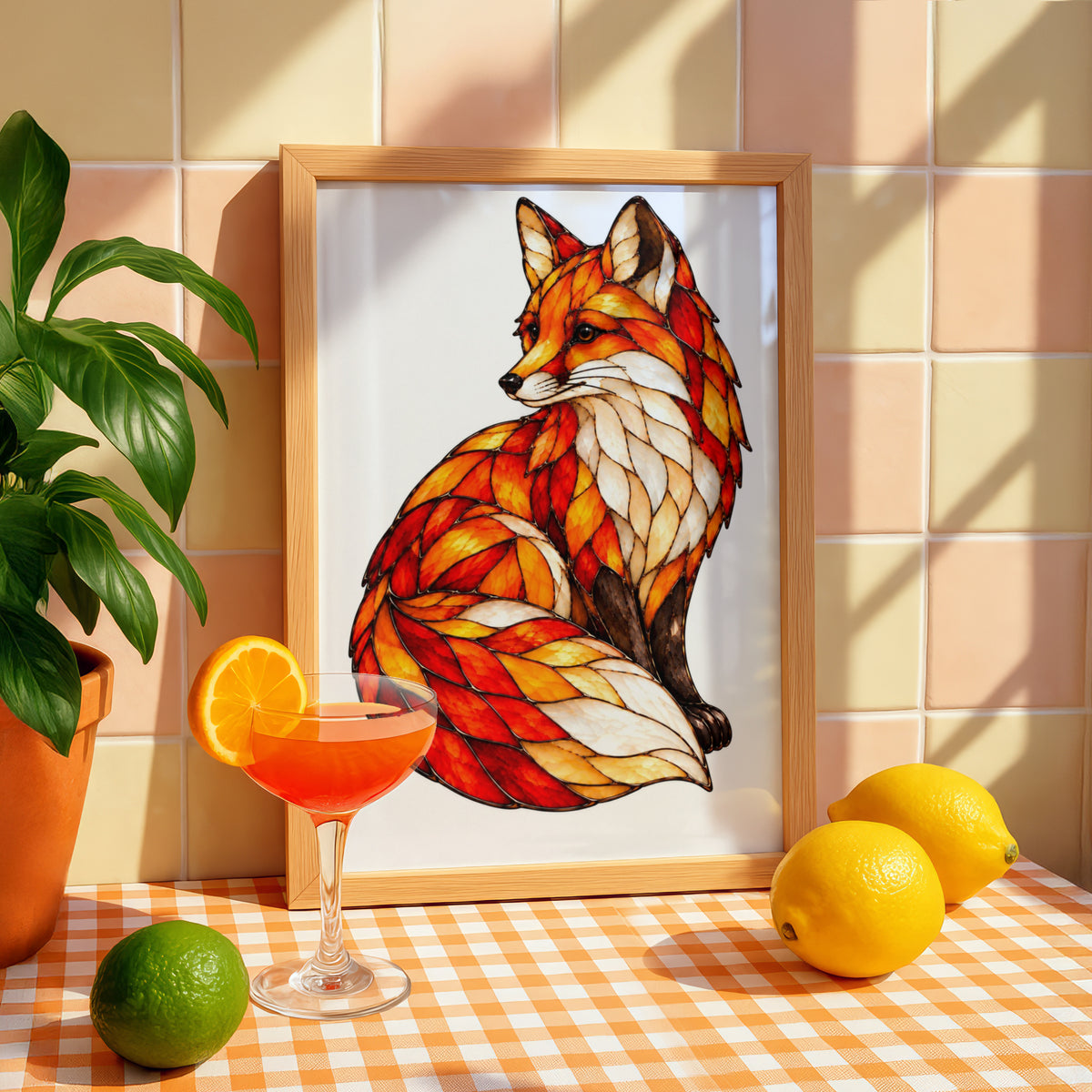 Stained Glass Fox Poster, Red Fox Wall Art, Autumn Wildlife Print, Fox Lover Gift, Orange Fox Art, Nature Inspired Animal Decor Poster