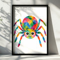Colourful Spider Poster, Rainbow Cute Spider Children's Wall Art, Kids Bedroom Print, Playroom Decor, Fun Animal Poster for Child's Room