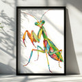 Colourful Praying Mantis Poster, Vibrant Insect Wall Art, Bold Bug Print, Nature Lover Gift, Quirky Wildlife Decor for Home or Office